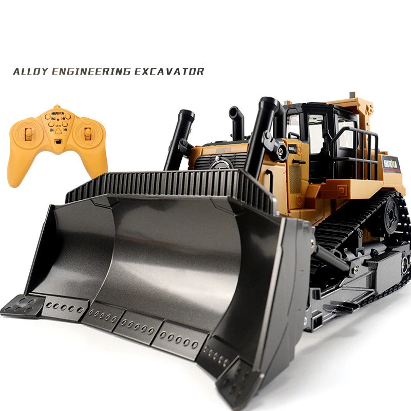 HUINA 1:16 1569 Remote Control Truck 8CH RC Bulldozer Machine on Control Car Toys for Boys Hobby Engineering New