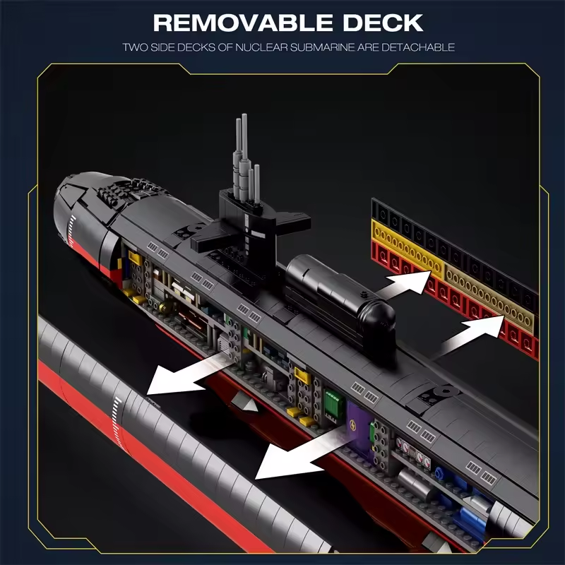 New cargo MOC Military Equipment series battleship DIY toy Nuclear submarine can remove door compatible brick building blocks