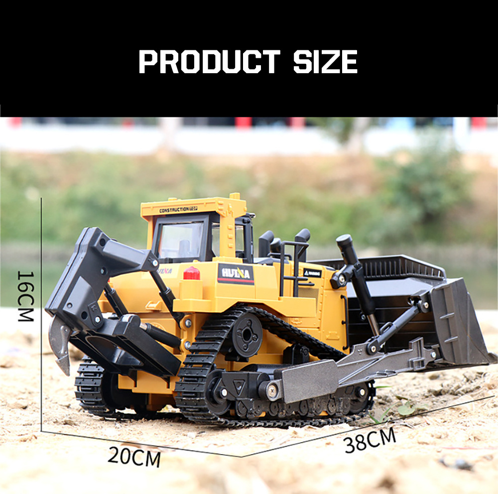 HUINA 1:16 1569 Remote Control Truck 8CH RC Bulldozer Machine on Control Car Toys for Boys Hobby Engineering New