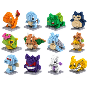 Mini Building Blocks Kit Brick Cartoon Character Animals Model Educational Games Toys Pokemoned Block for Children