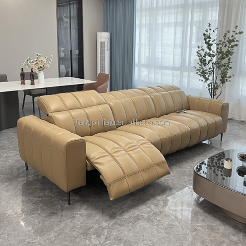 Electric retractable genuine leather sofa adjustable hotel lobby sofa recliner living room sofa sets