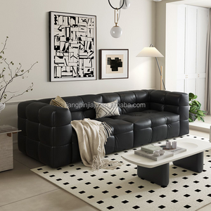 marshmallow  genuine leather sofa italian modular 3 seater  sofa black sofa for living room