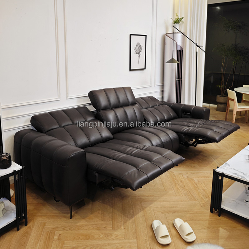 Electric retractable genuine leather sofa adjustable hotel lobby sofa recliner living room sofa sets