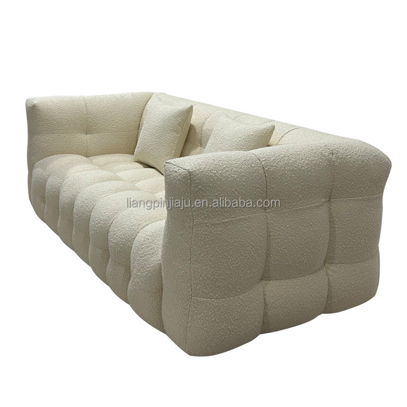 designer  italian teddy boucle puff fabric sofa 3 seater sofa living room furniture sofa