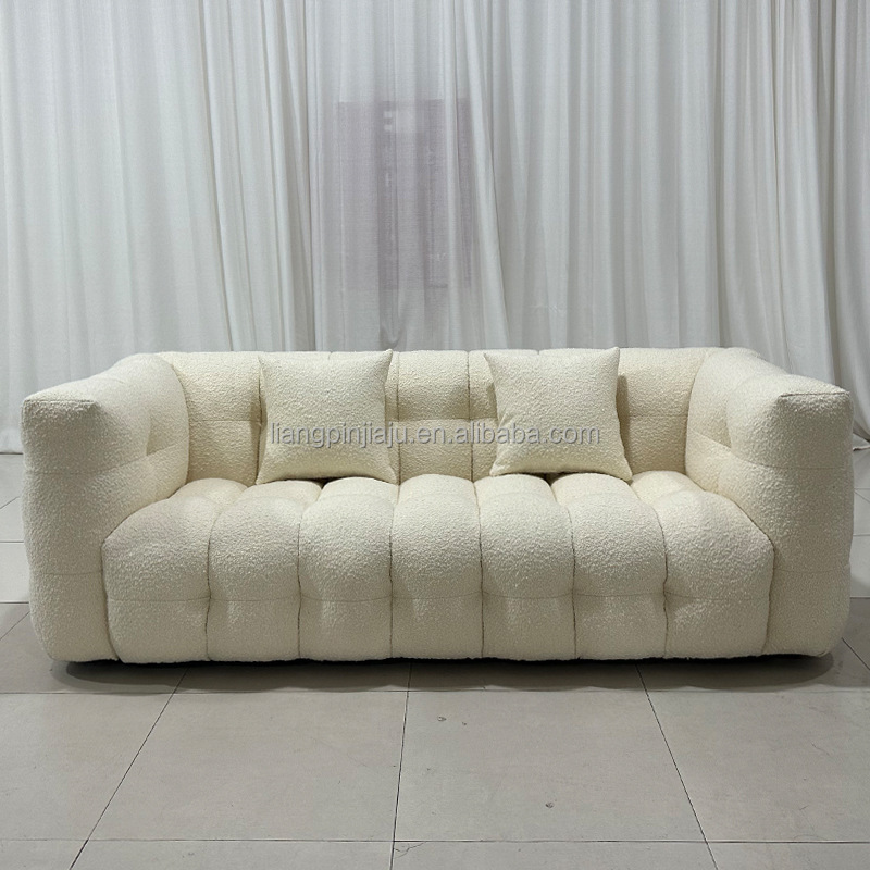 designer  italian teddy boucle puff fabric sofa 3 seater sofa living room furniture sofa