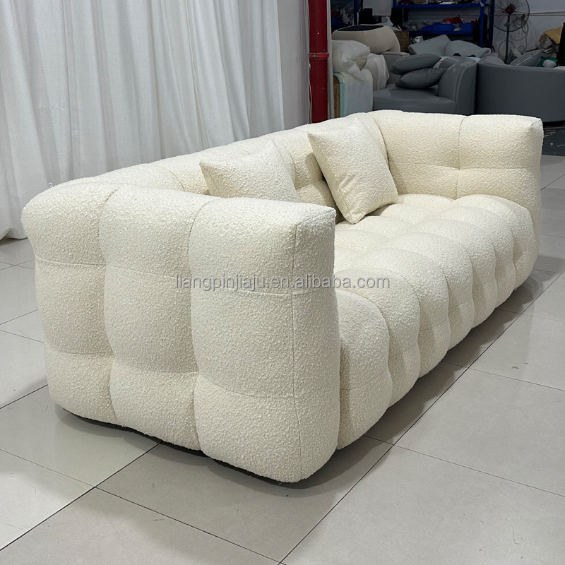 designer  italian teddy boucle puff fabric sofa 3 seater sofa living room furniture sofa