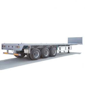 12m 40 Feet 3 Axles Lowbed Semi Truck Trailer for Sale Steel 50 20 Ft 100 Ton Trailer