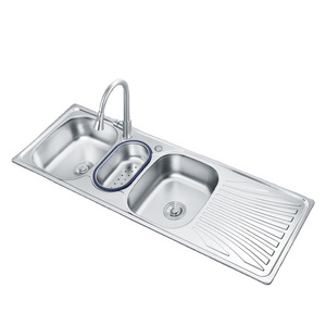 Kitchen Sink SUS 304 Stainless Steel Double Bowl Multifunction Modern Pressing Sink