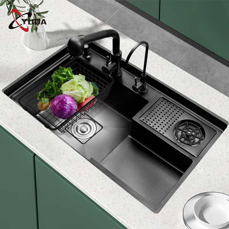 High Grade 304  Handmade Kitchen Sink Single Bowl  Farm Vegetable Washing  Kitchen Sink With Cup Washer