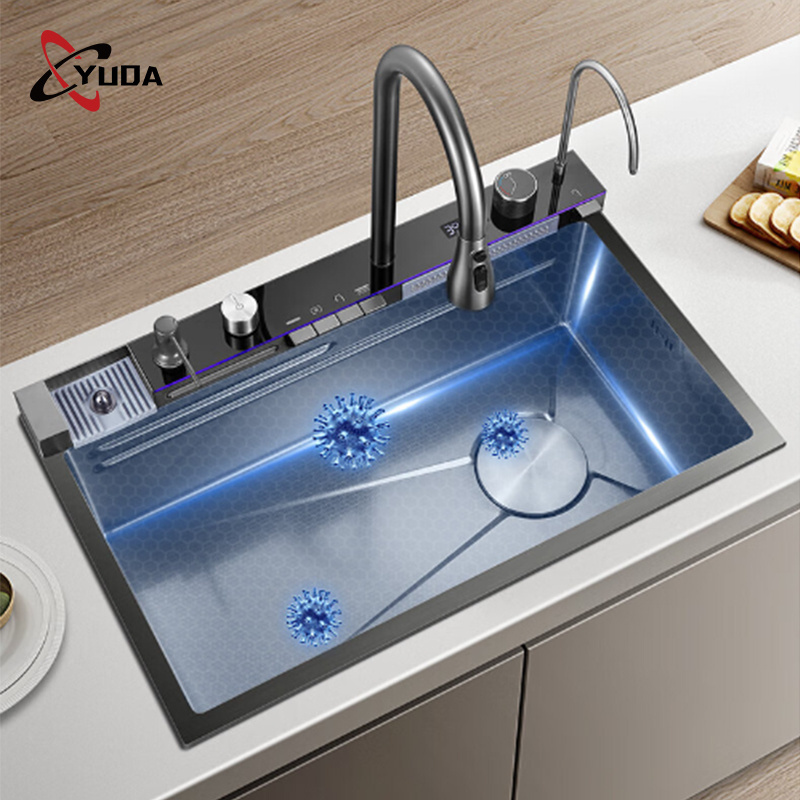 Modern Popular Multifunctional Rainfall Faucet Kitchen Sink Smart 304 Stainless Steel Kitchen Sink