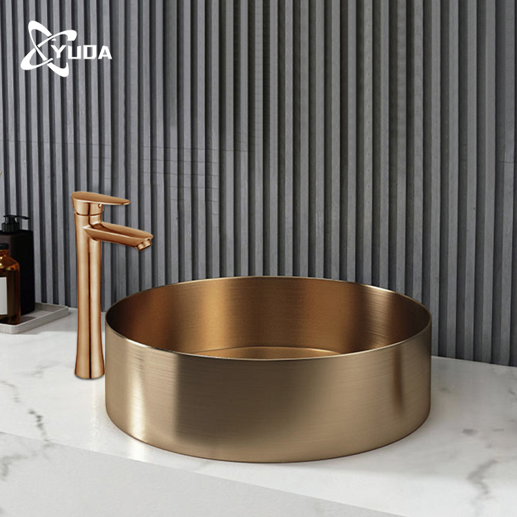 Wholesale Small Size Stainless Steel 304 Single Bowl Kitchen Sink Gold Colour Basin Round Kitchen Sink