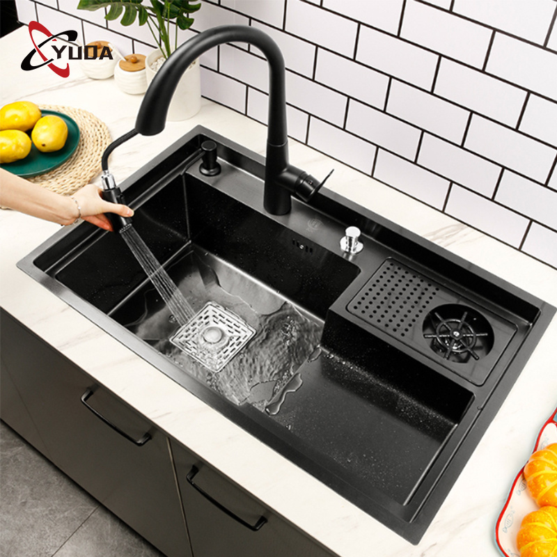 High Grade 304  Handmade Kitchen Sink Single Bowl  Farm Vegetable Washing  Kitchen Sink With Cup Washer