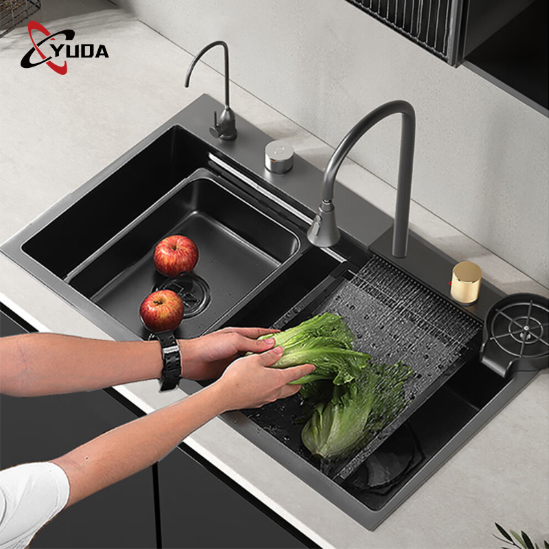 Handmade undermount fregadero Price Deep Triple Bowls Best Granite Black Quartz Kitchen Sink