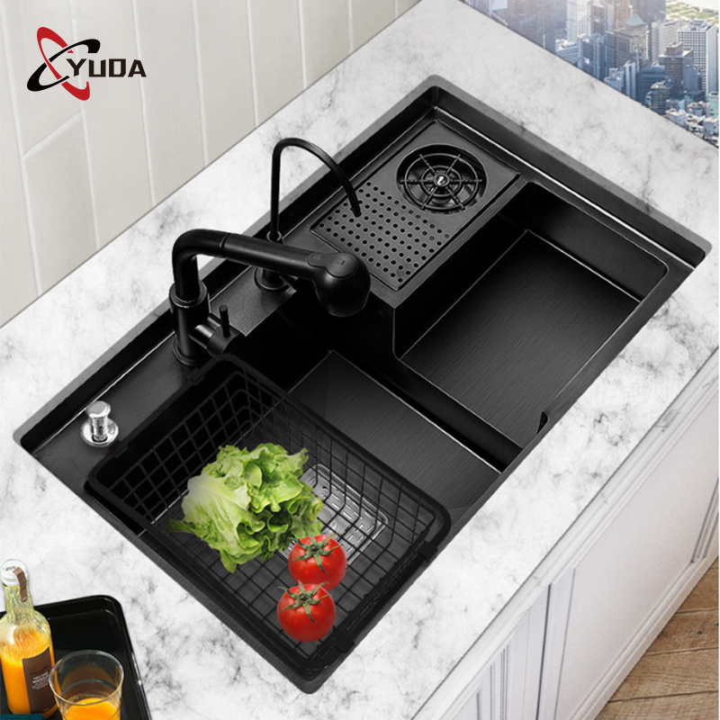 High Grade 304  Handmade Kitchen Sink Single Bowl  Farm Vegetable Washing  Kitchen Sink With Cup Washer