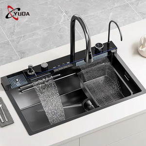 Modern Fashion Sus304 Glass Rinser Kitchen Sinks Handmade Smart Waterfall Multifunction Kitchen Sink