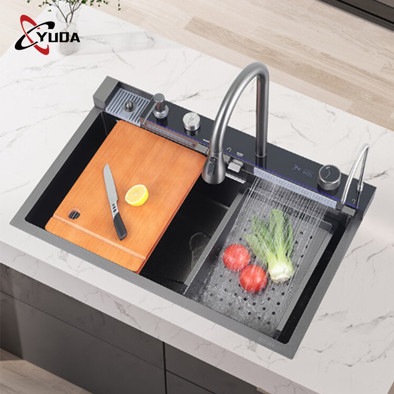 Modern Popular Multifunctional Rainfall Faucet Kitchen Sink Smart 304 Stainless Steel Kitchen Sink