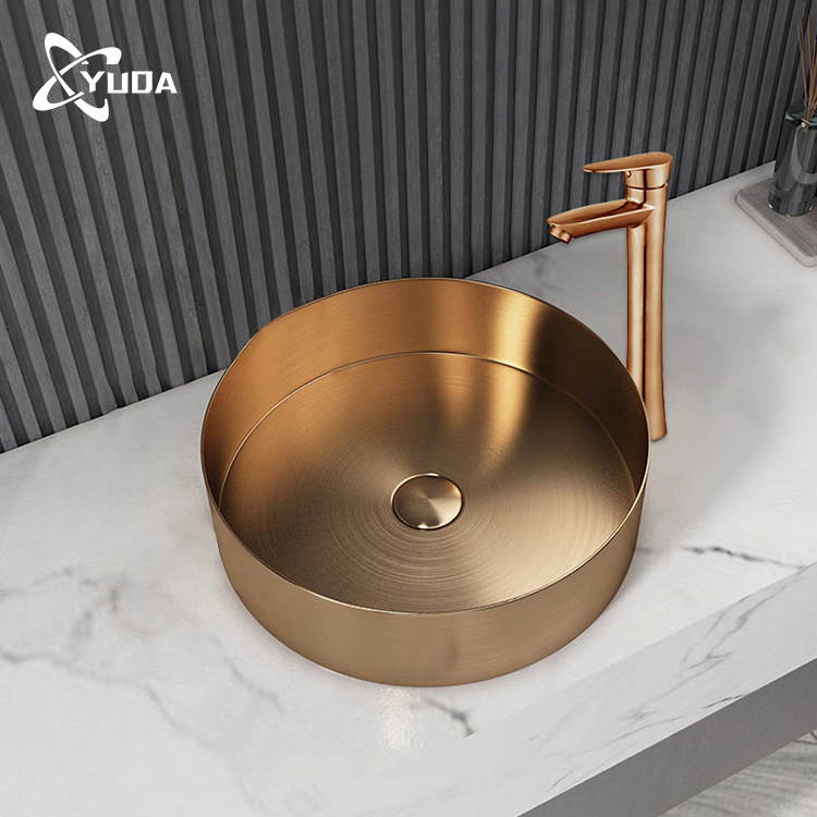 Wholesale Small Size Stainless Steel 304 Single Bowl Kitchen Sink Gold Colour Basin Round Kitchen Sink