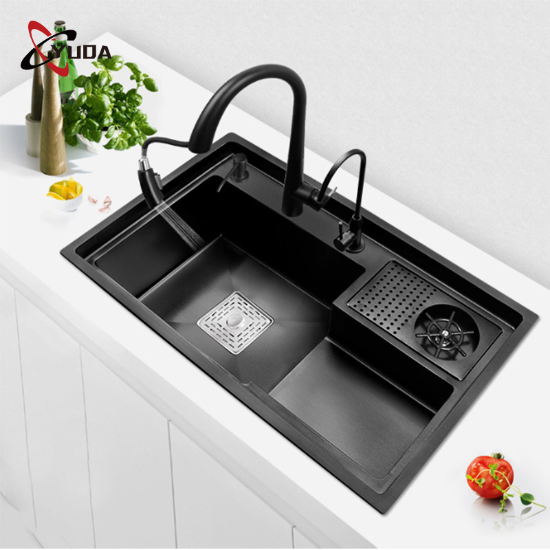 High Grade 304  Handmade Kitchen Sink Single Bowl  Farm Vegetable Washing  Kitchen Sink With Cup Washer