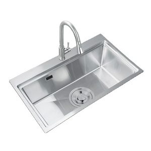 304 Stainless Steel Kitchen Basin Sinks Luxury Single Bowel Handmade Smart Style Kitchen Sink