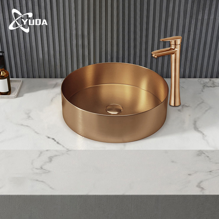 Wholesale Small Size Stainless Steel 304 Single Bowl Kitchen Sink Gold Colour Basin Round Kitchen Sink