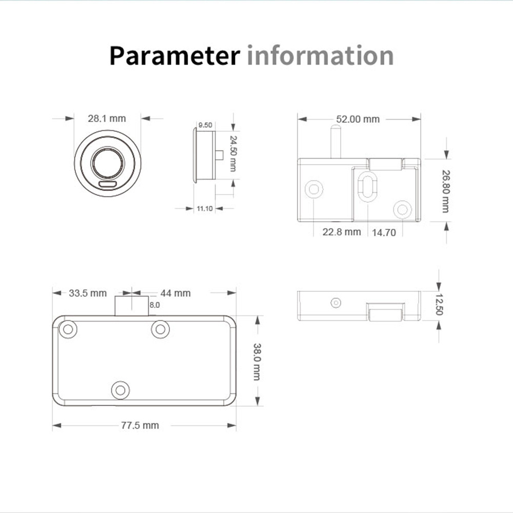 Hidden Furniture Biometric Intelligent Drawer Hardware Electronic Keyless Cabinet Lock for Wardrobe/Office/Stroage/Jewel