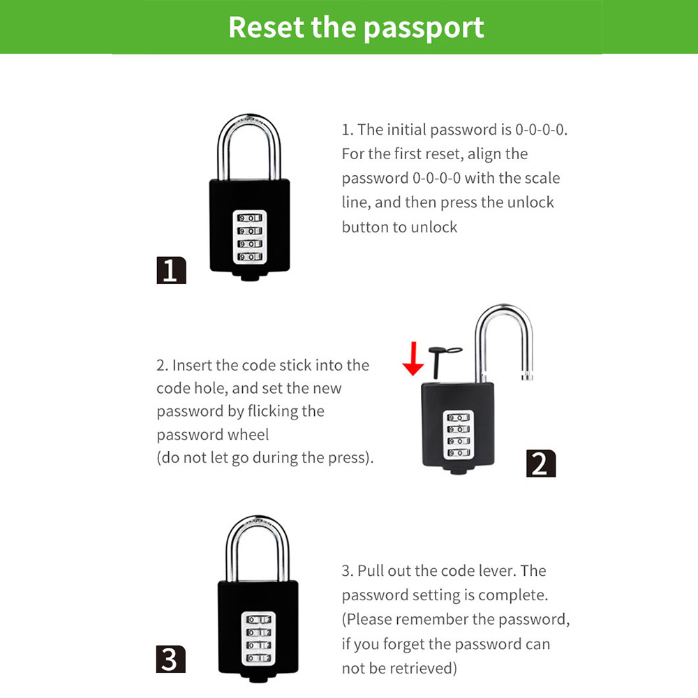 Black Factory Price Basics 4-Digit Combination Lock For School Gym Sports Locker 4 Digit Code Pad Lock