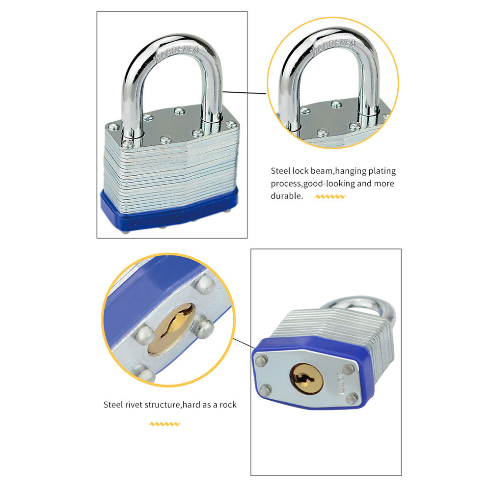 Heavy Durty Long Shackle Locker Steel Body Laminated Pad Lock China Wholesale Padlock For Toolbox Case