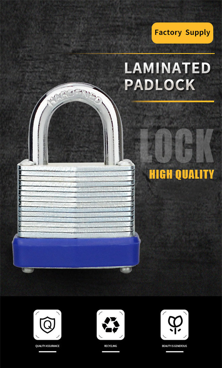 Laminated Steel Keyed Alike Padlock Nickel Plated Steel 40MM Long Shackle Padlock