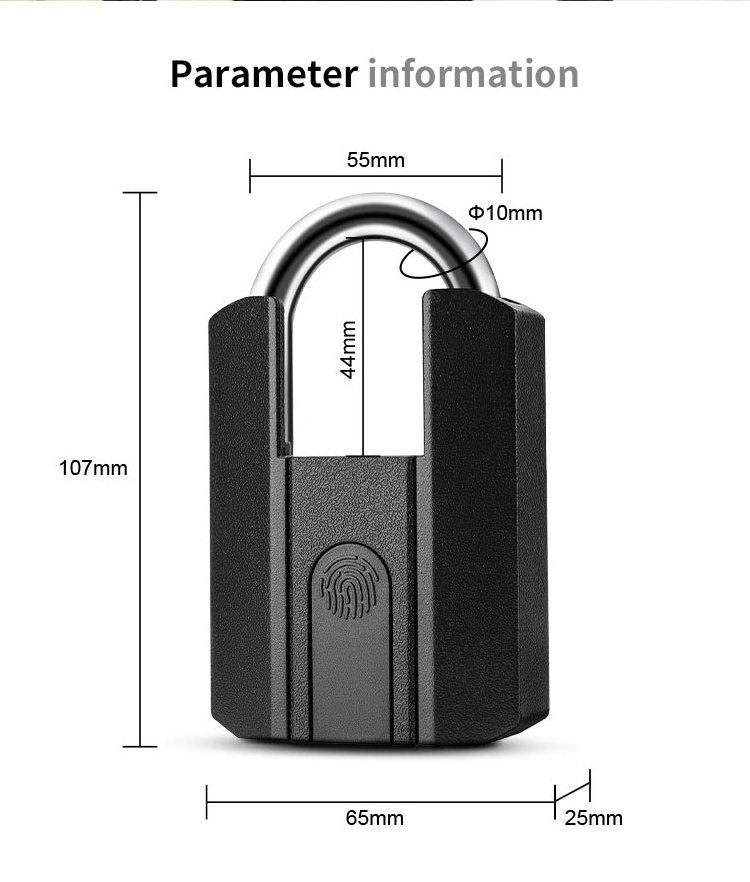 High Quality Unique Touch Smart Electronic Fingerprint Padlock  TTLock Smart Padlock Remote For Doors