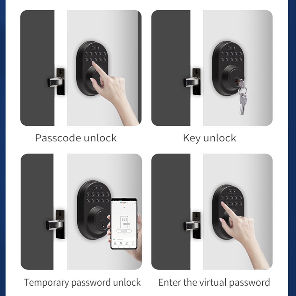 Password Button Locking Smart Door Lock,Convenient No Handle for Hotel Electronic Wood