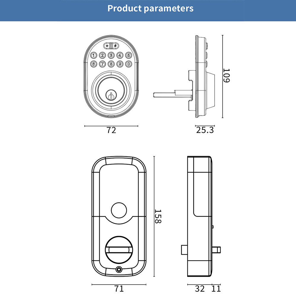 Password Button Locking Smart Door Lock,Convenient No Handle for Hotel Electronic Wood