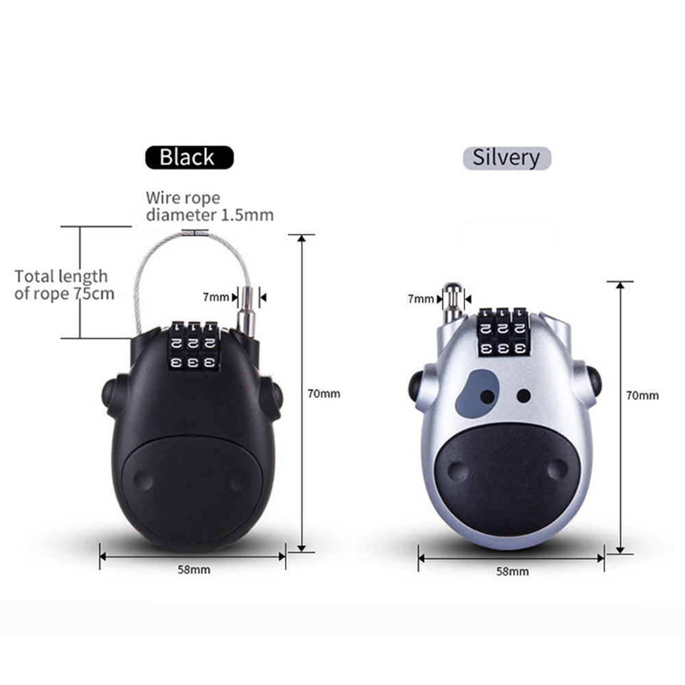 Wire Security Adjustable Retractable Combination Cable Padlock Suitcase Luggage Milk Cow Lock