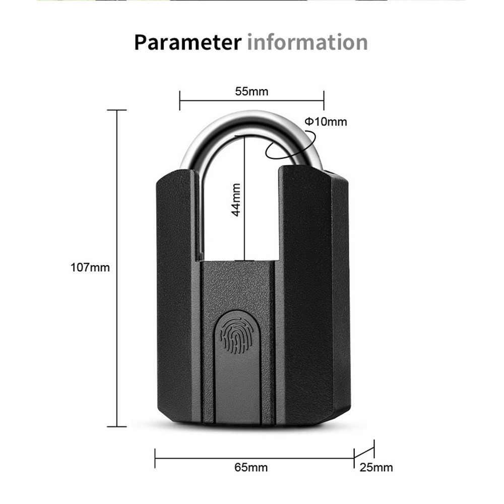 IP67 waterproof biometric padlock fingerprint padlock ,TTLOCK APP electronic  padlock with mechanical key