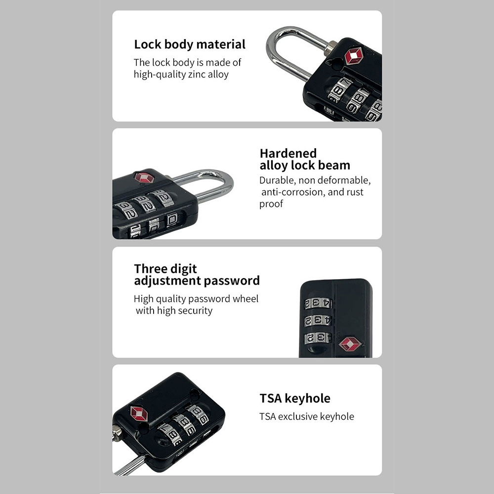 Keyless Password Lock Padlock Custom TSA Code Lock New Design Padlock Style For Backpacks