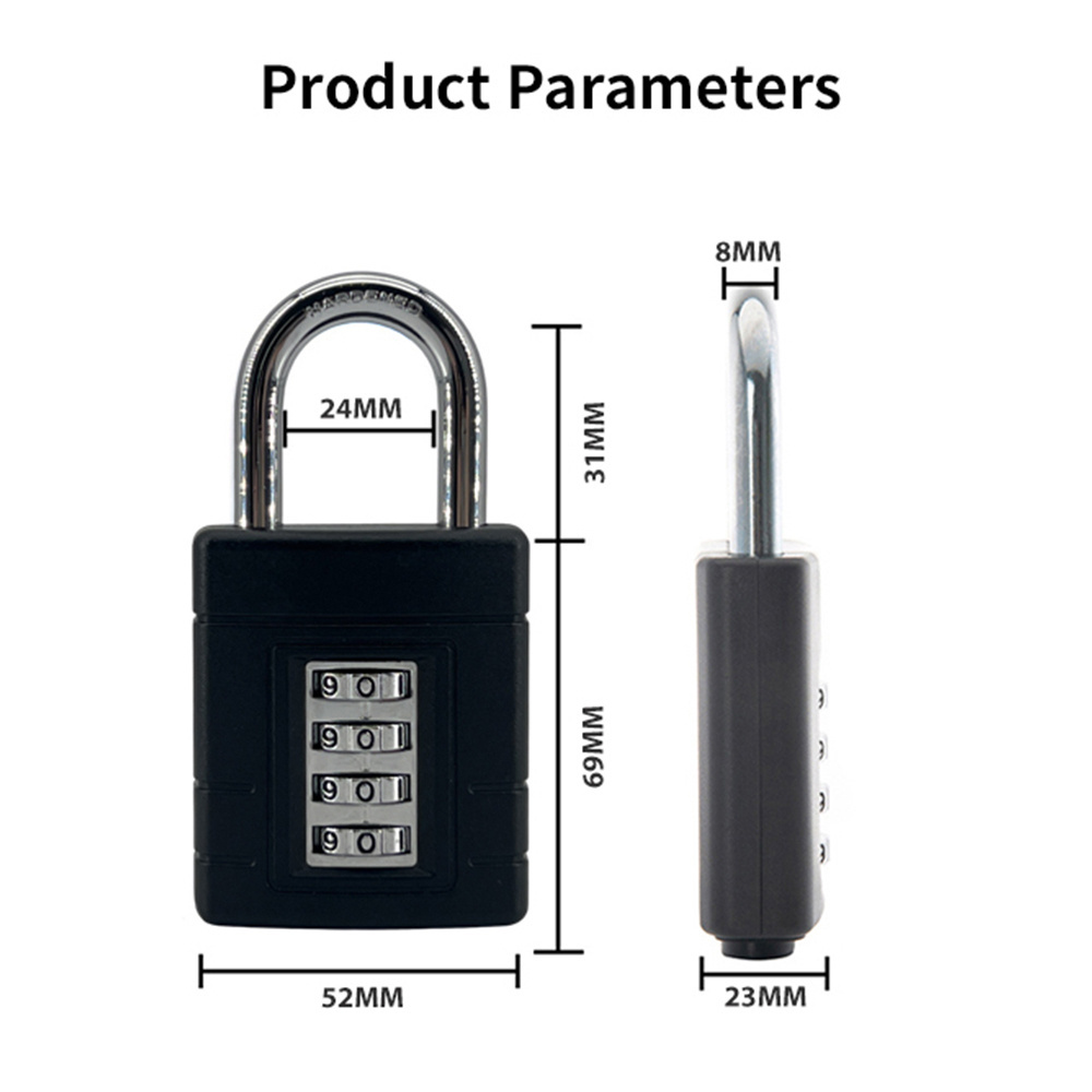 Combination Locker Padlock 4 Digit Coded Padlock 4 Dials Combination Steel Padlocks For Warehouse Door