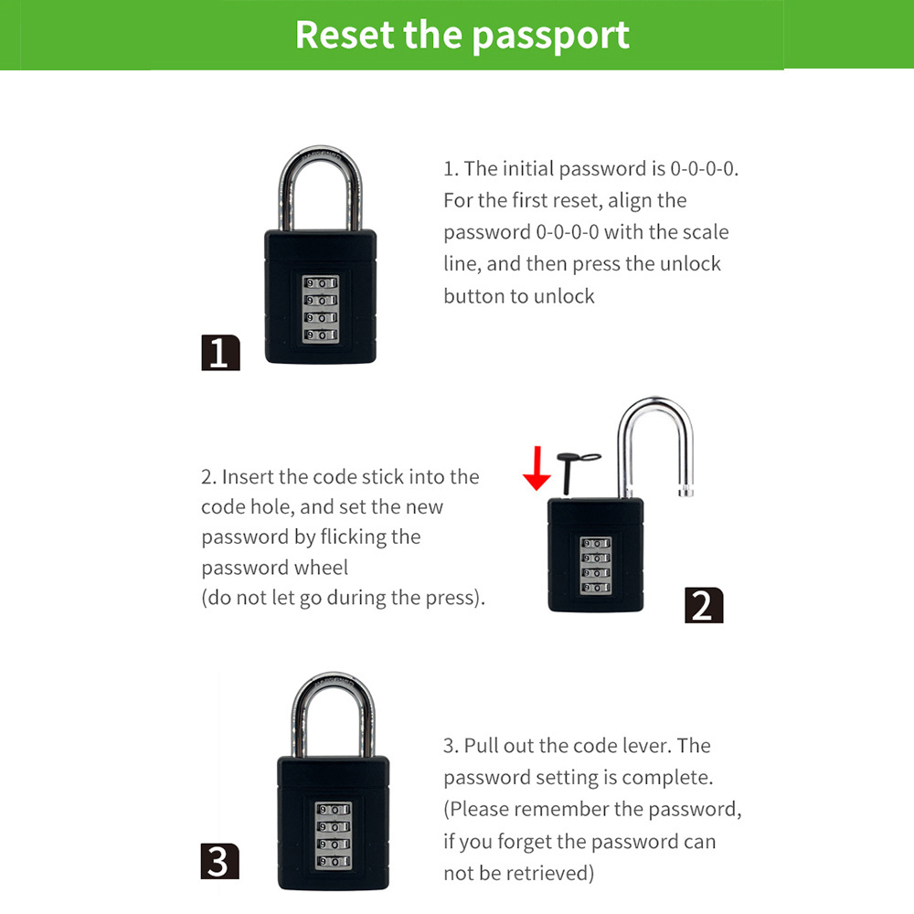 High Quality Custom Password Lock 50mm Small Padlock Zinc Alloy Resettable Combination Padlock