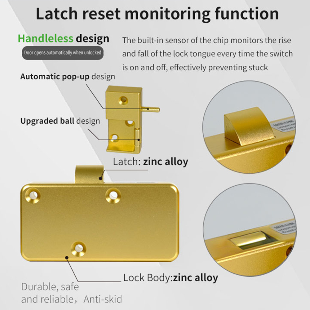 Grey Small Fingerprint Drawer Lock Smart Keyless Electronic Cabinet Lock Fingerprint Drawer Lock