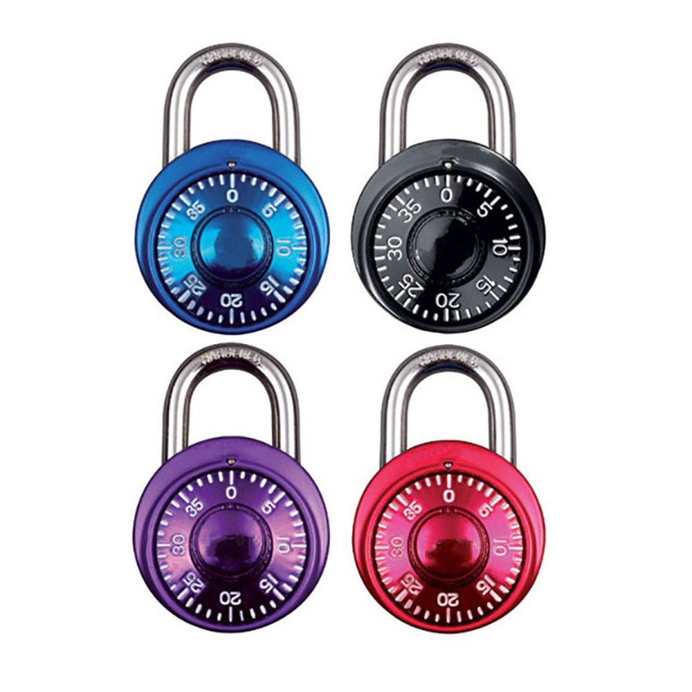 High Security Gym Round Combination Lock 3-Dial Rotary Padlock Multiple Colors School Locker Combination Padlock