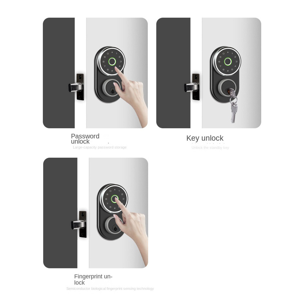 Key Smart Door Lock Electronic Main Lock Digital Fingerprint Rim Door Lock Smart Deadbolt