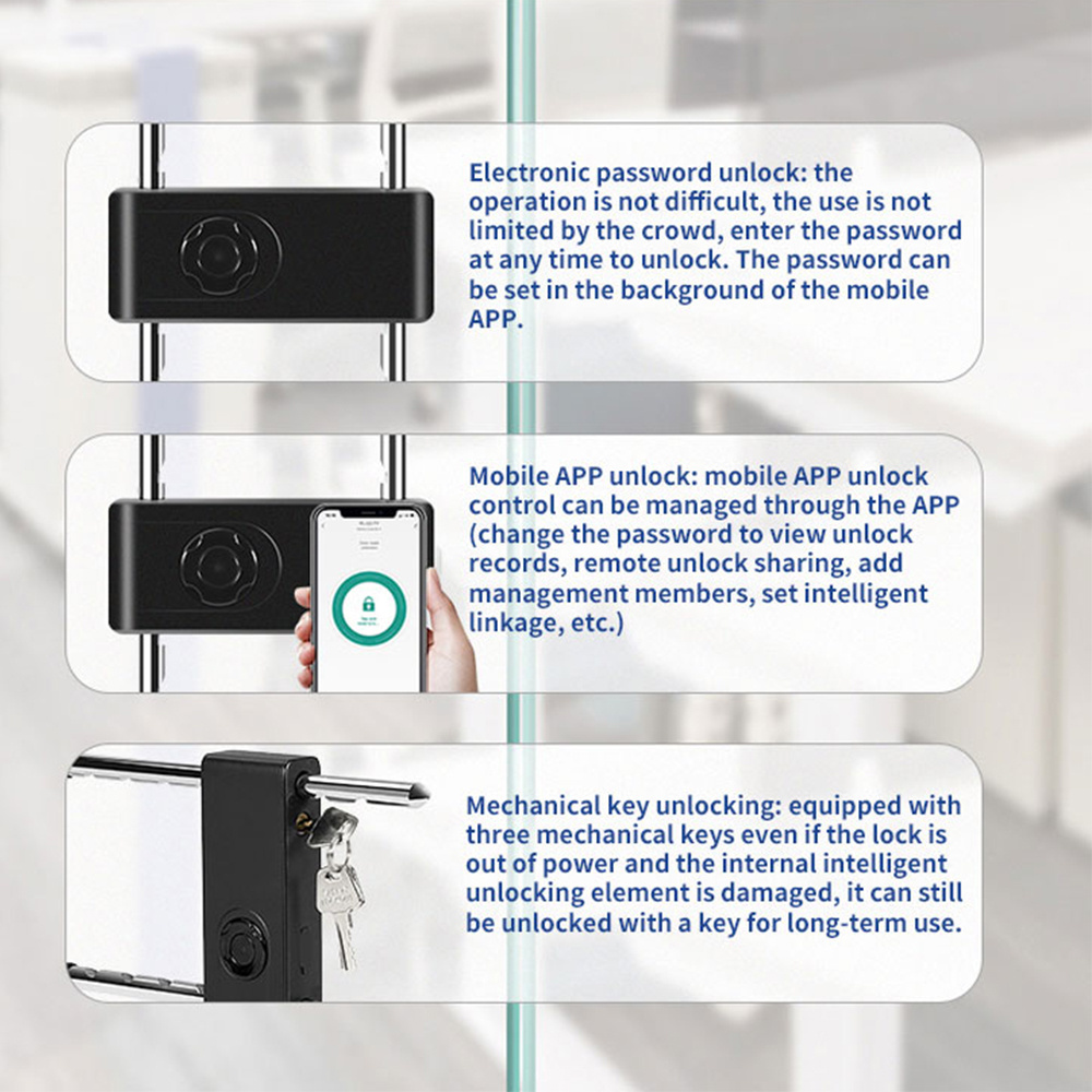 Waterproof Control Bicycle U Shape Smart Tuya Security Finger Print Lock for Glass Doors
