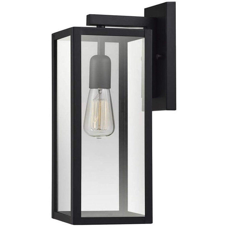 Wall Lamp Outdoor Black Exterior Wall Lantern Waterproof Sconce Porch Lights E27 Wall Mount With Clear Glass Panels