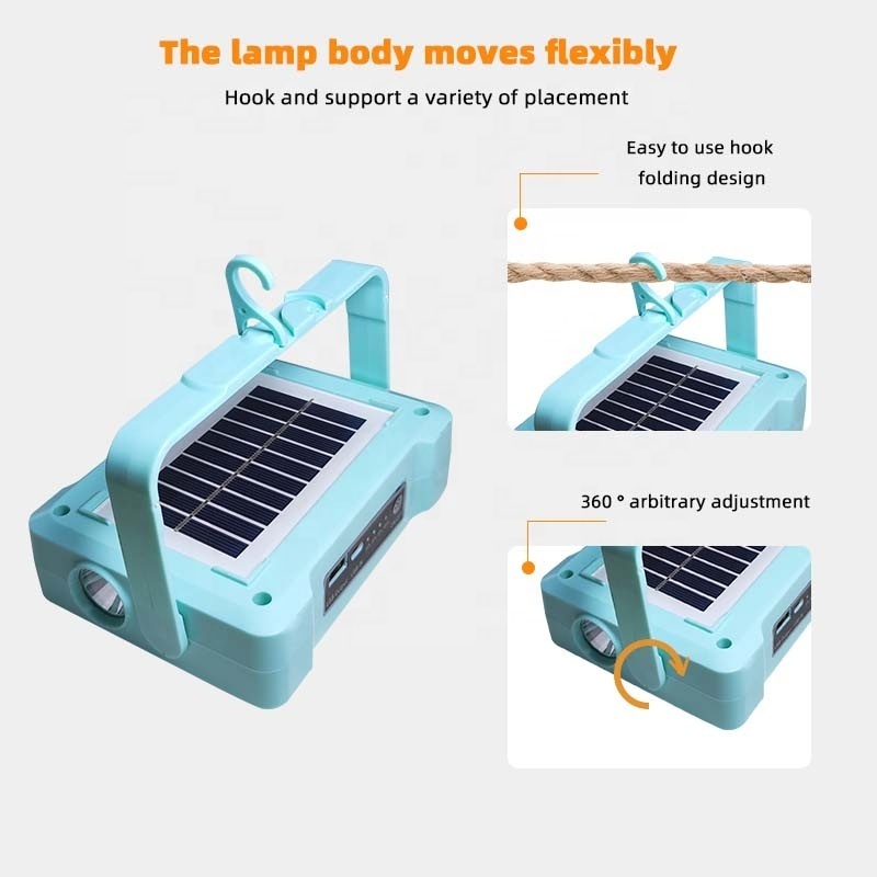 ABS IP66 solar floodlight portable led Emergency rechargeable lamp Hanging camping light