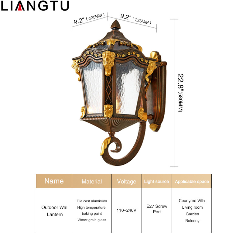 Outdoor Light Fixture E27 Wall Lantern Waterproof Exterior Wall Sconce Wall  Lamp Home Garden Outdoor lights