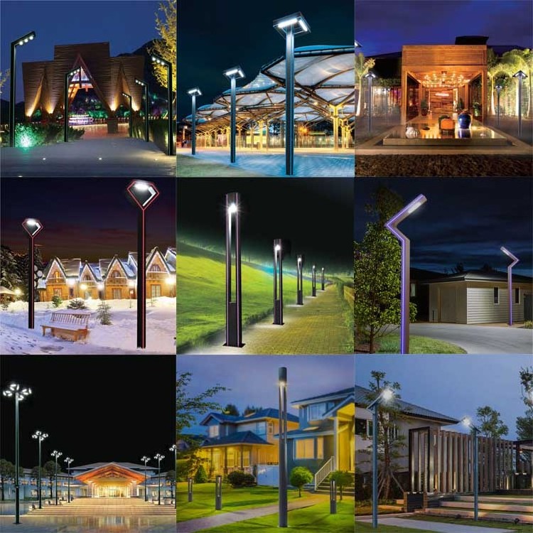 outdoor waterproof led high pole landscape light Flush mount bronze street lamp park villa aluminum garden lights