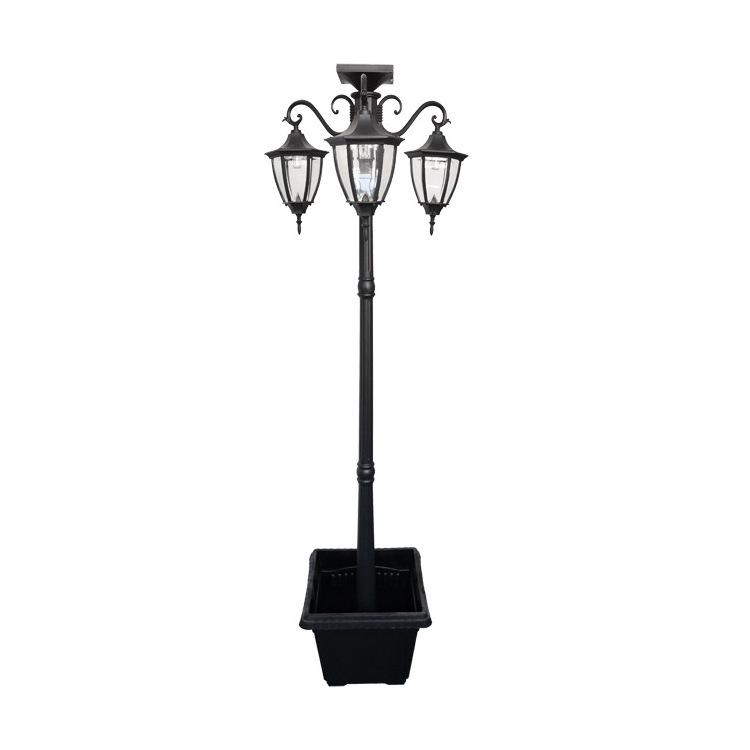 Solar Lamp Post Light with Planter Arm Hook LED Cast Aluminum Landscape Pathway Street for Outdoor Eco-friendly 80 IP65