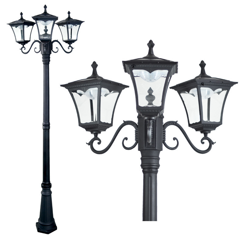 Solar Lamp Post Light with Planter Arm Hook LED Cast Aluminum Landscape Pathway Street for Outdoor Eco-friendly 80 IP65