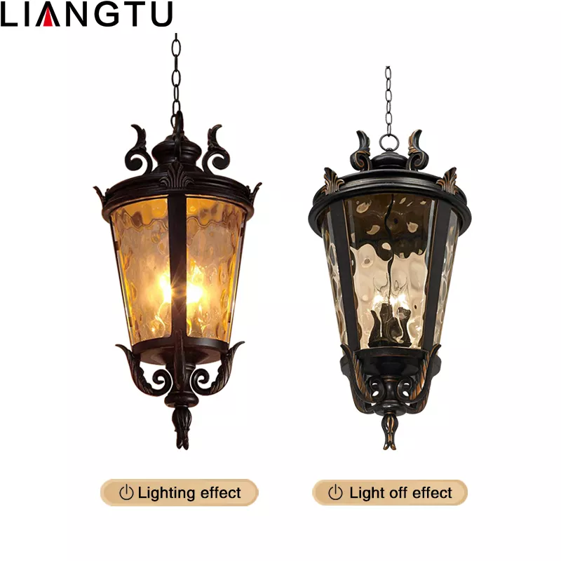 European American Style glass shade Chandelier Indoor And Outdoor Use Decorative Pendant Light Outdoor Ceiling Light