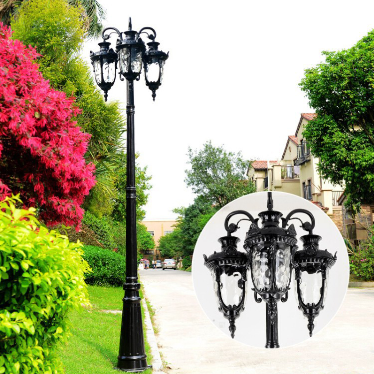 Retro Style Outdoor Waterproof Street Light And Aluminum Poles  Garden Lamp Post Led Garden Light 