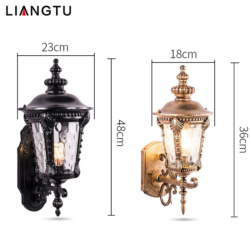 Retro Bronze Exterior Wall Lantern E27 AC 85-265V Waterproof Wall Lamp Porch Light Outdoor Balcony Lamp