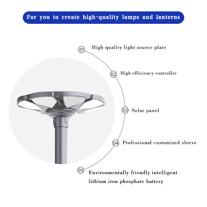 High Quality Galvanized Steel Pole Solar Lamp Post Light Tall Decorative Outdoor Solar Garden Lamp  ELD Lights